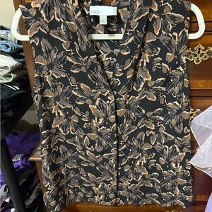 Nordstrom Black and Tan Floral Blouse